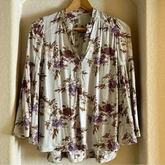 Free People Long Sleeve Floral Tunic Top - Picture 2 of 10
